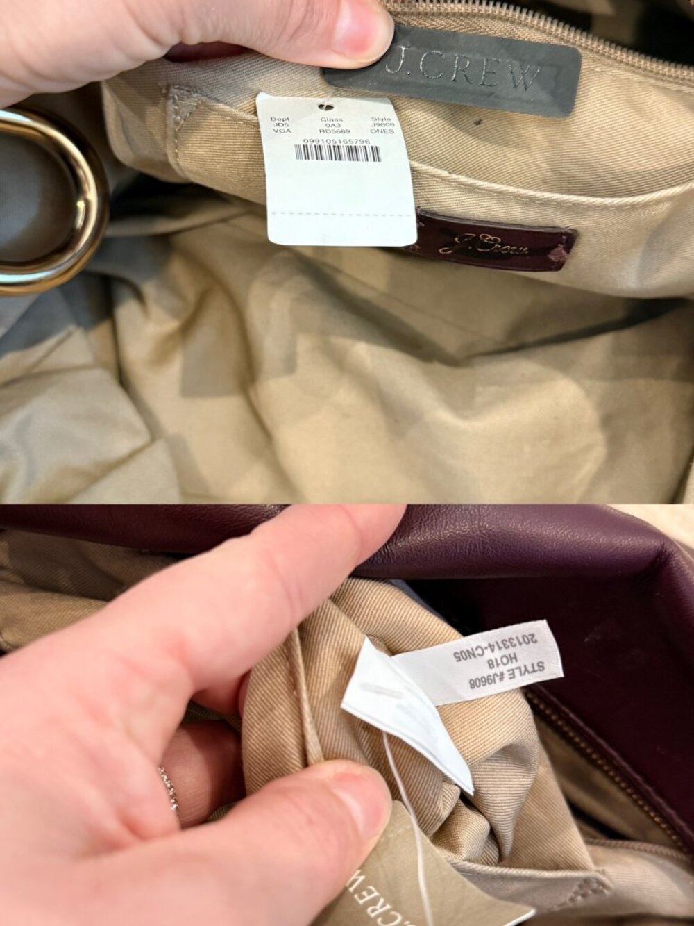 J. Crew NWT Harper Satchel Bag Oxblood Burgundy Top Handle Italian Leather - Picture 4 of 12